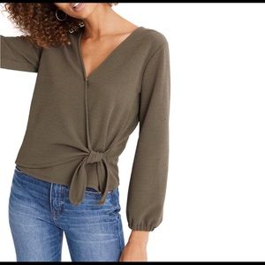 Textured & Thread Madewell Wrap Top in Kale